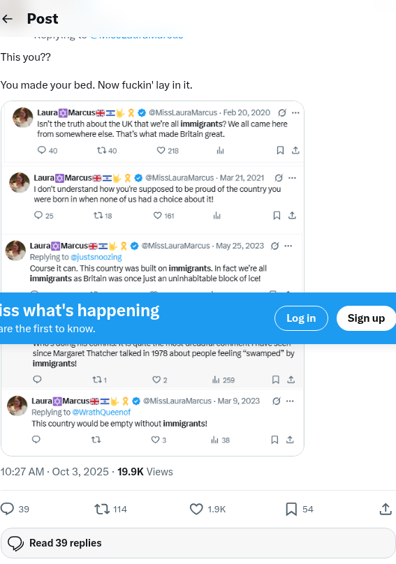 Screenshot of Joe Prich (@JustCallMeJoeP) on X posting a misogynistic attack telling a woman she made her bed and to lay in it.